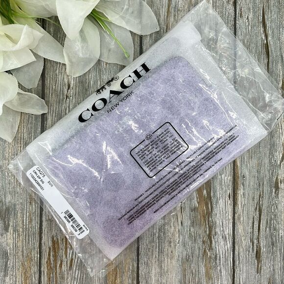 Corner Zip Wristlet In Signature Canvas Silver Iris Wallet Bag Purse - Picture 7 of 10